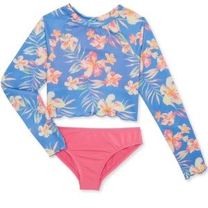 NWT! Wonder Nation 2Piece Long Sleeve Rashguard Swimsuit, UPF 50, Size XS (4/5)